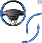 2pcs Carbon Fiber Anti-Skid Steering Wheel Cover, Waterproof & Segmented Butterfly Design, Universal 99% Vehicle Wheel Cover Protector, Car Interior Accessories (Blue-2pcs)