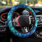 Green Bohemian Flower Steering Wheel Protection for Automotive Steering Wheel Covers, Sweat Absorption Comfort Grip for Driver Women Men