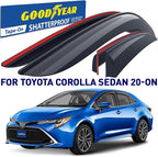 Goodyear Shatterproof Window Deflectors for Toyota Corolla 2020-2026 Sedan, Tape-on Rain Guards, Window Visors, Vent Deflector Visor, Car Accessories, 4 pcs. - GY008731
