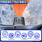 Portable Car Heater, 12V 150W Windshield Defogger and Defroster that Plug into Cigarette Lighter for Winter, 2 in 1 Fast Heating & Cooling Fan with 360° Rotatable Base for Car Sedan (Grey/Black)