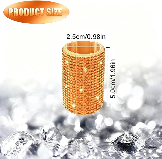 Upright Car Chapstick Holder, Bling Insulating Lip Balm Holder,Rhinestone Car Accessories for Women Interior,Suitable for Most Vehicles. (Orange)