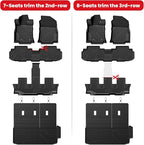 Floor Mats & Backrest Mats & Cargo Mat for Subaru Ascent 2019-2026 7/8 Passenger, All Weather TPE Custom Fit Floor Liners for Subaru Ascent Full Set Accessories Car Mats,Black