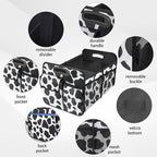 Trunk Organizer for Car, 72L Collapsible Waterproof Car Organizers and Storage, Car Accessories for Women and Men, Multi-Compartment Storage Organizer for SUV, Cow Print