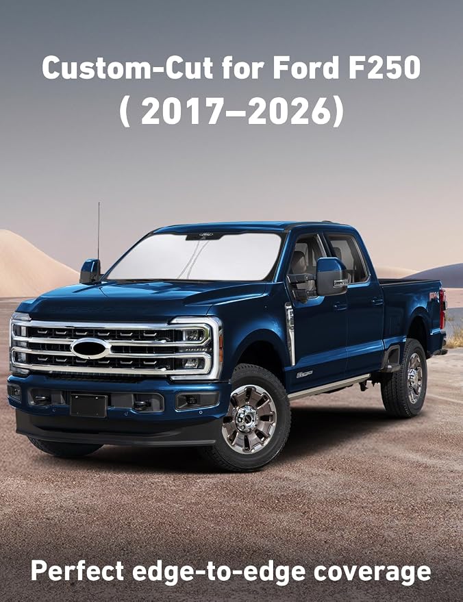 Windshield Sunshade Compatible for Ford Super Duty F250 F350 F450 F550 2017-2024 2025 2026, Sun Visor for Front Windshield & Window Sun Shade Cover, UV Heat Protector, Car Accessories
