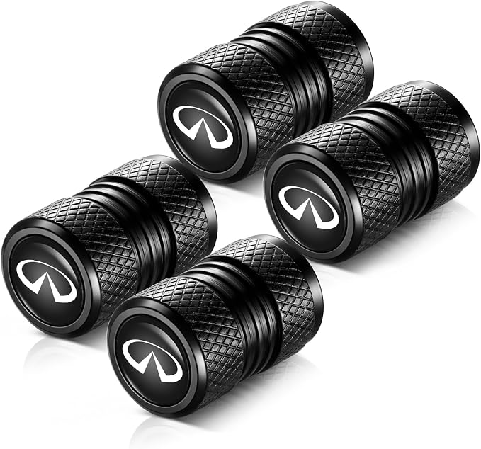 Tire Valve Stem Caps, Compatible with Infiniti Series Stem Cap Universal Car Air Cover Car Accessories for Cars, SUV, Truck, Motorcycles 4pcs （Black）