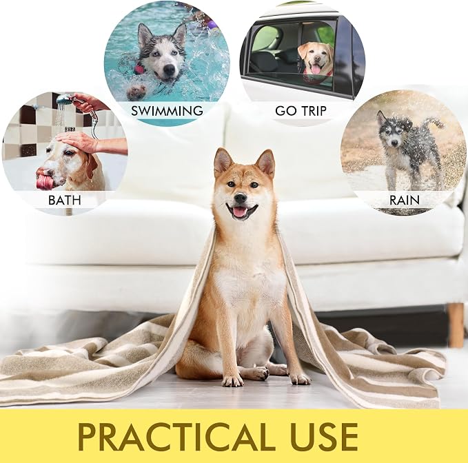 Dog Towel Super Absorbent Pet Bath Towel Microfiber Dog Drying Towel for Small, Medium, Large Dogs and Cats 30inch x 50inch 1 Pack Light-Brown