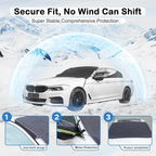 DooGooCoo [Upgraded] 7-Layer Car Windshield Snow Cover, [Efficient Winter Protection] Against Snow, Ice, Frost and Water, [Military-Grade Durable] Universal Fit for Cars, SUVs, and Trucks-Medium
