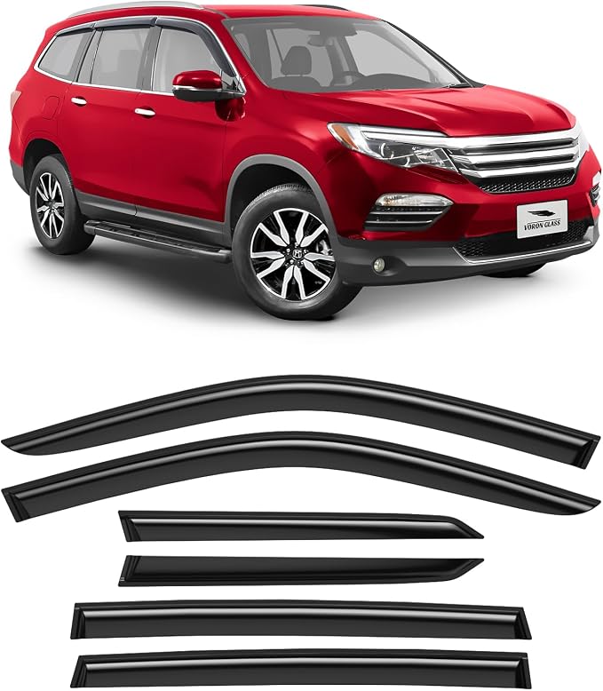 Voron Glass Tape-on Extra Durable Rain Guards for Honda Pilot 2016-2022, Window Deflectors, Vent Window Visors, 6 Pieces - 100488