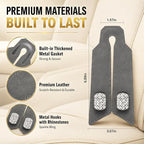2Pcs Bling Car Headrest Hooks, Premium Leather & Sparkling Rhinestone Dual Metal Hooks, Back Seat Organizer for Bags, Coats, Purses and Groceries (Crystal Gray)