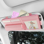 Visor Document Holder for Truck, Car Sun Visor Organizer, Visor Storage Pouch Holder with Sunglasses Clip, Picture Frame, Essential Visor Accessories for Driver Auto Owners Pink