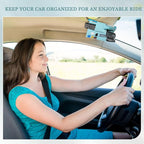2 Packs Car Sun Visor Organizer, Sunglasses Holders for Car Sun Visor PU Auto Interior Accessories Storage Travel Document Holder with Multi Pocket (Blue, 12.2 x 6.1 Inches)
