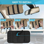 Molle Car Sun Visor Organizer, Semi-Rigid Tactical Panel Caddy with Zipper Pouch and Glasses Clip for Car Accessories, Fits Most Vehicles, SUVs, Trucks, Black