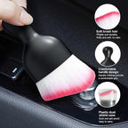 Car Detailing Brush, Curved Soft Bristles Auto Removal Dust Collectors, Universal Vehicle Dashboard, Air Conditioner Vents etc Interior Cleaning Tool Accessories (White/Red)