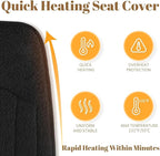 Heated Seat Cover with Fast Heat Warmer, Large Size Winter Seat Cushion Heating Pad Warm Christmas Holiday Gift for Home Office Winter, 3 Models Setting, Black