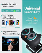 OTTOCAST Cabin Care Baby Car Camera 2026,Uses Your Car's Built-In Screen,No Extra Screen Needed,Split Screen for CarPlay and Baby View,No-Glow Night Vision,Plug&Play,150°Wide Angle(No Android Support)