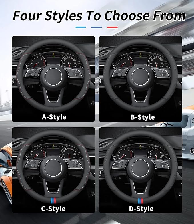 Deer Route Custom-Fit for Acura Steering Wheel Cover, Premium Leather Car Steering Wheel Cover with Logo, Non-Slip, Breathable, for Acura Accessories (B-Style,for Acura)