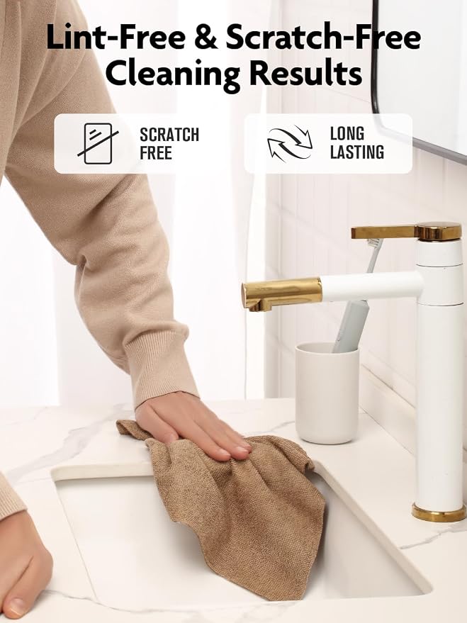 Microfiber Cleaning Cloth Rolls-150 Sheets,12"x12"(TAN,Beige) | Super Absorbent, Lint-free, Tear-away Microfiber Towel Roll, for All-Purpose Cleaning