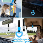 2 Pcs Heart Shaped Car Handle Strap – Drift Charm Rear Bumper Warning Ring Decor for Car Interior Exterior, Subway Bus Handle Accessory, Cute Heart Car Decor Gift for Women & Men (Luminous Blue)