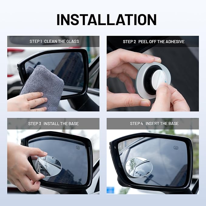 Blind Spot Mirror, 2Pcs Adjustable Car Auxiliary Wide Angle Convex Mirror, Universal Stick on Side Mirror for Cars SUVs Trucks, Enhance Driving Safety (Curved)