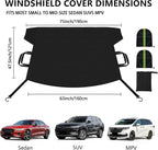 KXQ Car Windshield Cover for Ice and Snow, Enhanced-600D Oxford Fabric Windshield Snow Covers, Windshield Cover for Snow Fits Most Small to Mid-Size Sedans and SUVs (63 x 47.5 Inch)