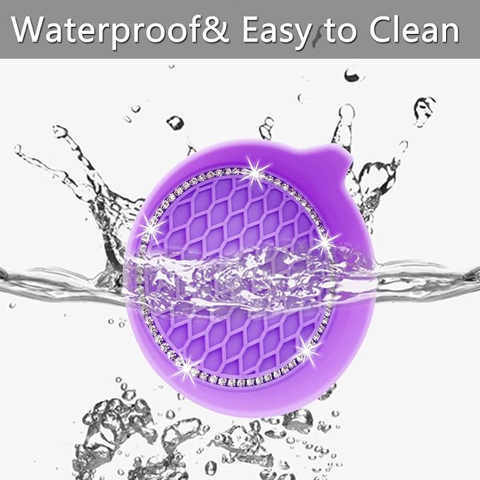 4PCS Bling Car Coasters, Non-Slip Insert Water Bottle Holder Pads, Bling Crystal Rhinestone Dustproof Automotive Interior Accessories, Universal for Vehicles, Trucks, RVs (4 pcs, Purple)