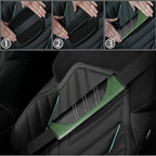 6 Pcs Green Car Accessories Set, Sport Leather Steering Wheel Cover 14.5-15inch Universal, Microfiber Leather Car Center Console Cover, Seat Belt Cushion, Cup Holder Coaster (Black-Green)