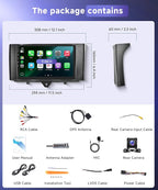 4G+64G Car Radio Stereo for Mercedes Benz Smart Fortwo 2011-2015, 9inch IPS Touch Screen/Android 15/Wireless CarPlay/Android Auto/32 EQ/GPS/WiFi/5.0Bluetooth/FM/RDS/SWC/AHD Backup Camera