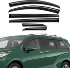 Rain Guards Compatible with Toyota Sienna 2021 2022 2023 2024 2025 2026, Tape-On Extra Durable Side Window Visor Deflectors 2021-2026 Sienna Rain Guard Black 6 PCS