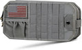 Molle Car Sun Visor Organizer,Car Accessories with Zipper Visor Storage Pouch&Glasses Clip&Adjustable Straps, Semi-Rigid Molle Panel for Tactical Gears, Fits Most Vehicles, SUVs (Grey)