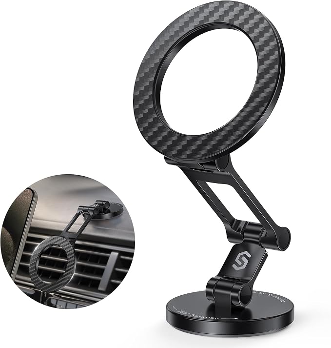 Fits MagSafe Car Mount, Magnetic Phone Holder for Car Dashboard, [Flexible Three-axis] 360° Rotation Magnetic Car Mount Strong Magnets Car Phone Holder for iPhone 17 16 15 14 Pro Max
