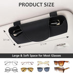 Sunglasses Holder for Car Sun Visor, Vehicle Sun Visor Sunglass Holders Glasses Case with Magnetic Closure, Universal Leather Auto Eyeglasses Organizer Car Accessories, No Obstruction of Vision