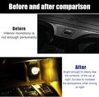 2 PCS USB LED Car Interior Atmosphere Lamp, Portable Mini LED Night Light, Plug-in USB Interface Trunk Ambient Lighting Kit, Universal Interior Car Accessories (Yellow)