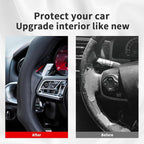 Nappa Leather Car Steering Wheel Cover Non Slip Vehicle Steering Wheel Cover Trim Protector, Quick Install Comfy Automotive Interior Decor, Universal fit 14½ to 15 inches Car Pickup SUV