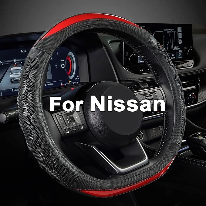 Steering Wheel Cover for Nissan Altima Rogue - Car Steering Wheel Cover for Nissan D Shape(Red-D-Shaped)
