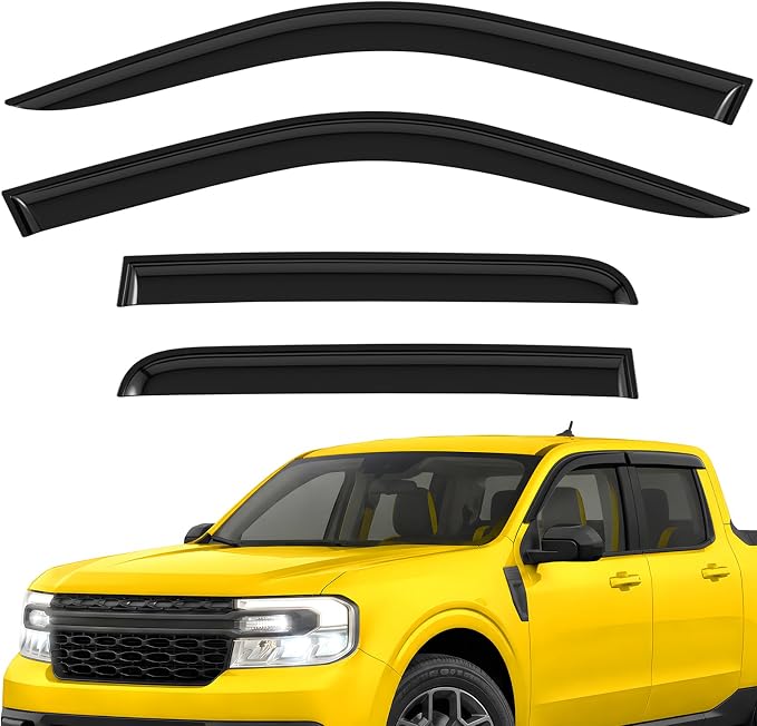 Extra Durable Window Deflectors Tape-On Window Visors Rain Guards Fit for Ford Maverick 2022-2026, Sun Visors, Wind Vent for Shades, Exterior Car Accessories - 4pcs. AG0511