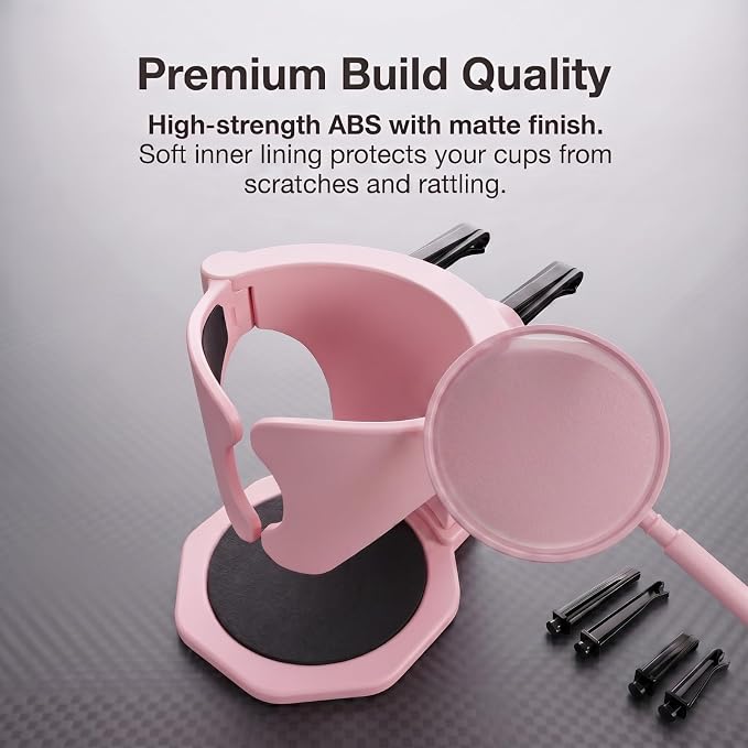 Car Cup Holder, Stable Cup Holder Expander for Car Air Vents, Car Ashtray Holder, Suitable for Sedans SUVs Trucks with Horizontal Blade Vents (Pink)