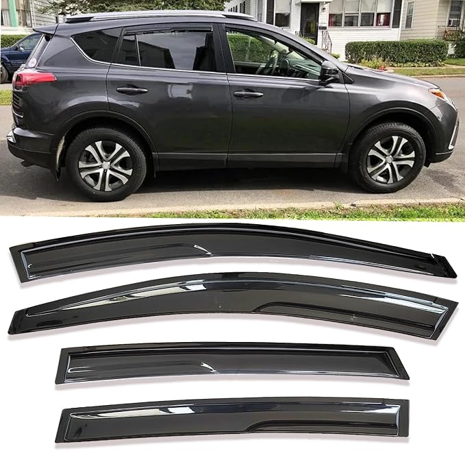 Side Window Visors rain Guards Vent Deflectors Compatible with Toyota RAV4 2013-2018, Vent Deflector Window Rain Guard Sun Shade Visors, Car Accessories 4PCS 94992