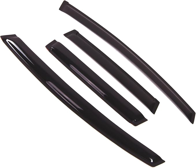 WD2-234 Dark Smoke 4 Pcs Set Window Visor (Outside Mount) Deflector Rain Guard Compatible with 2009-2014 Honda Fit