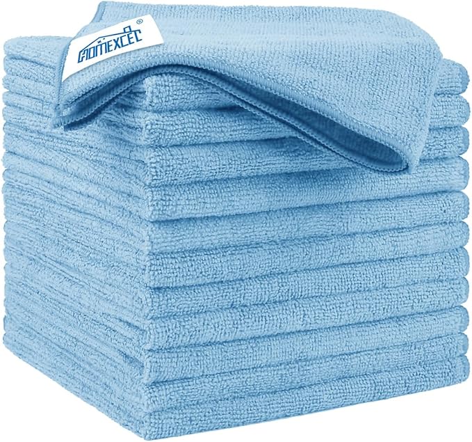Blue Microfiber Cleaning Cloth 12 Pack, 12.5 x 12.5 inch Microfiber Towels for Cars, Ultra Absorbent Car Washing Cloth, Lint Free Streak Free Cleaning Rags for Car, Kitchen, and Window