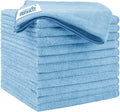 Blue Microfiber Cleaning Cloth 12 Pack, 12.5 x 12.5 inch Microfiber Towels for Cars, Ultra Absorbent Car Washing Cloth, Lint Free Streak Free Cleaning Rags for Car, Kitchen, and Window
