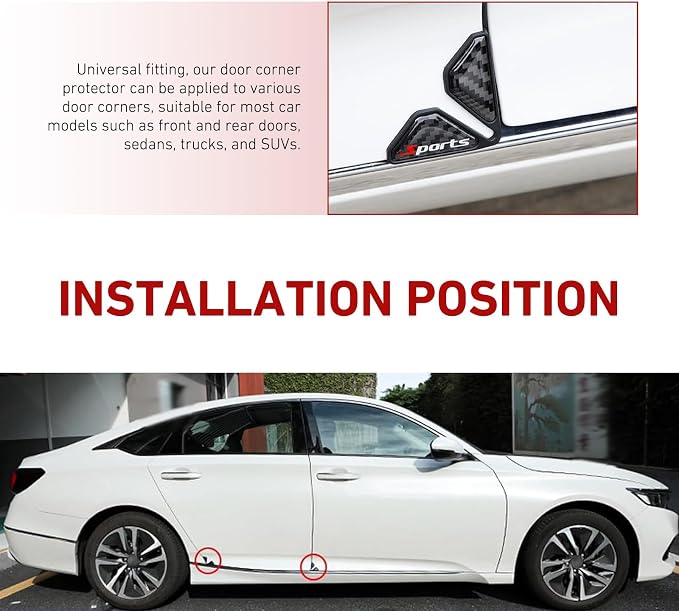 2 PCS Car Door Corner Edge Guards, Anti-collision Carbon Fiber Door Corner Stickers, Self-Adhesive Auto Decorative Edge Protector, Modificative Exterior Accessories for Most Cars (Black #01)