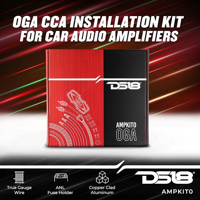 AMPKIT0 0 Gauge CCA Complete Amp Wiring Kit - Amplifier Install Wiring 1/0 Ga Amp Kit Pro Installation Cables Up to 3500 Watts with ANL Fuse Holder 250A
