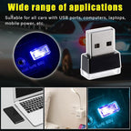 4 PCS USB LED Car Interior Atmosphere Lamp, Plug-in USB Decor Night Light, Portable Auto Ambient Lighting Kit, Universal Vehicle Interior Accessories for Most Cars (Blue & Ice Blue)