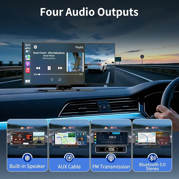 11.5" Largest Wireless Carplay Screen for Car, Portable Apple Carplay & Android Auto Touch Screen,1080p Backup Camera/Mirror Link/Voice Control/GPS/Bluetooth,for All Vehicles