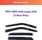 KPY Rain Guards Fit for 1997-2003 Volkswagen Golf, Out-Channel Window Visors Vent Wind Deflectors 4PC, Car Accessories for 97-03 VW Golf (5-Door Only)