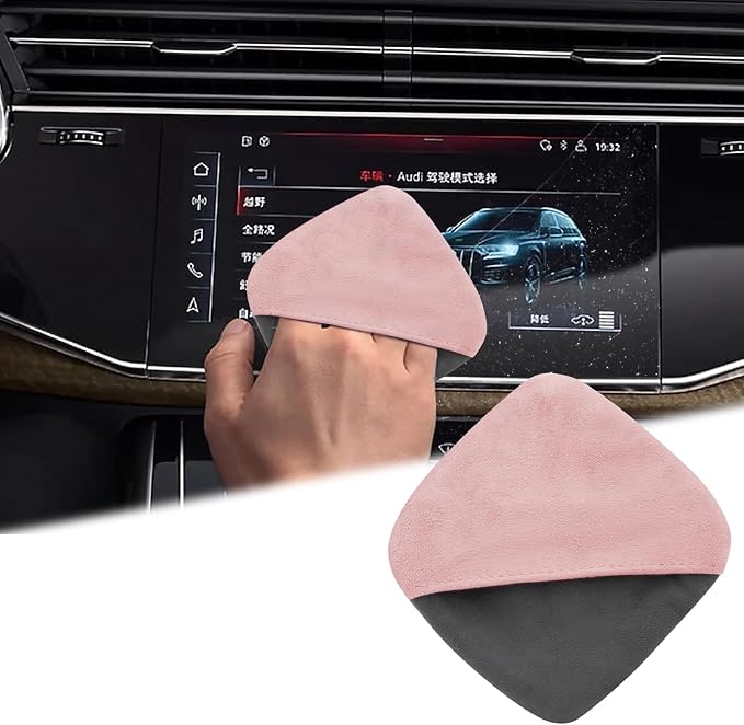 Car Screen Cleaner, 4.1''×4.1'' Microfiber Dashboard Wipes, Square Microfiber Cloth, Automotive Display Wipes,Vehicle Screen Cleaner Tool for Dashboard Display, Car Interior Tool (Pink)