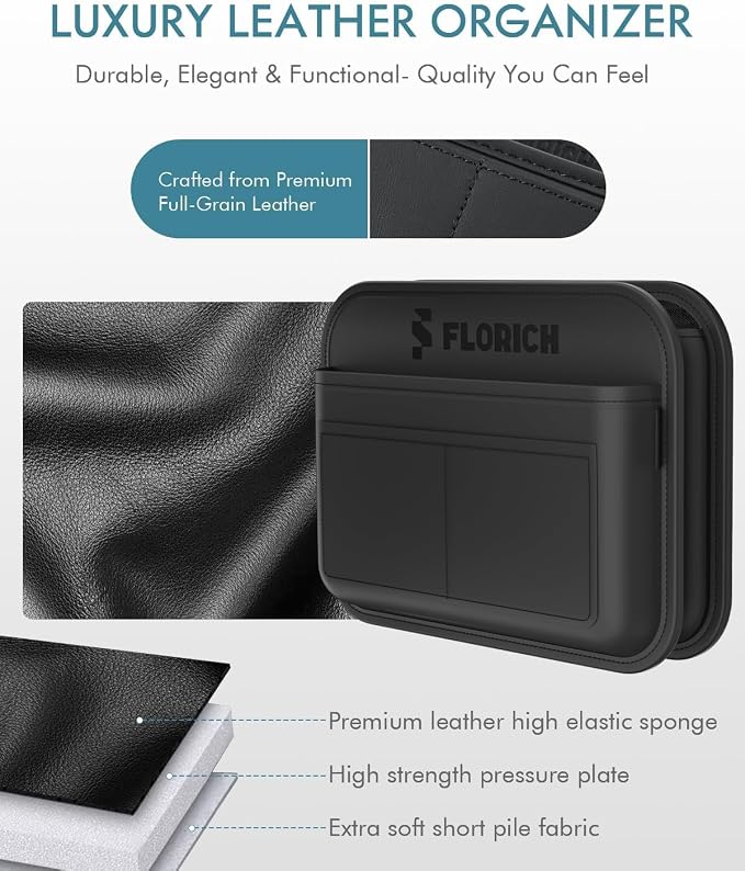 Upgrade Car Door Organizer, Small Leather Foldable Hanging Organizer and Trash Can 2-in-1, Multi-Function Mini Storage Box Garbage Can for Car Back Seats and Side Door-2Pack