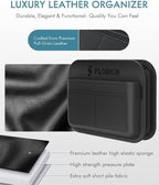 Upgrade Car Door Organizer, Small Leather Foldable Hanging Organizer and Trash Can 2-in-1, Multi-Function Mini Storage Box Garbage Can for Car Back Seats and Side Door-2Pack