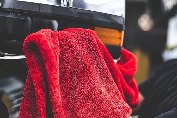 The 1500 - Heavy Duty Car Drying Towel; Perfect for Trucks, Commercial Vehicles, RVs, Boats, and More; Premium 70/30 Blend Twist Loop Design, 1500gsm, 30in x 30in, Red