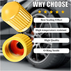 50PCS Tire Valve Stem Caps, Corrosion Resistant, with O Rubber Ring, Airtight Seal Heavy Duty Dustproof Tire Valve Stem Covers for Cars, SUV, Trucks, Bikes, Motorcycles, Bicycles(Yellow)
